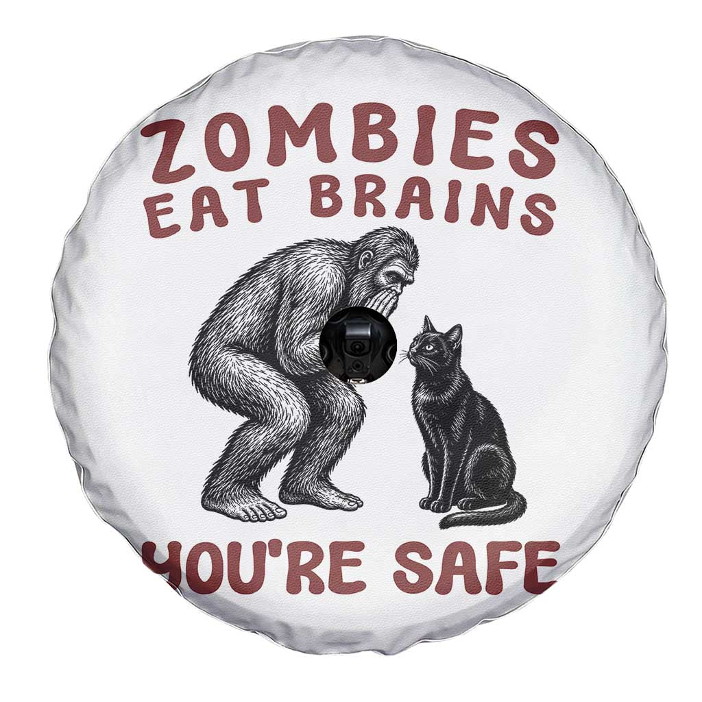 Funny Bigfoot And Black Cat Spare Tire Cover Zombies Eat Brains Dont Worry You Are Safe TS12 Print Your Wear
