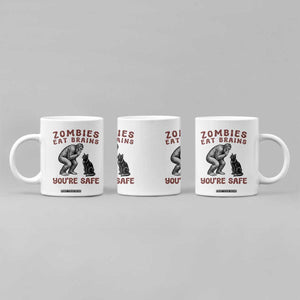 Funny Bigfoot And Black Cat Coffee Mug Zombies Eat Brains Dont Worry You Are Safe TS12 Print Your Wear