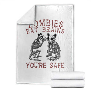 Funny Opossum Raccoon Skeleton Throw Blanket Zombies Eat Brains Dont Worry You Are Safe