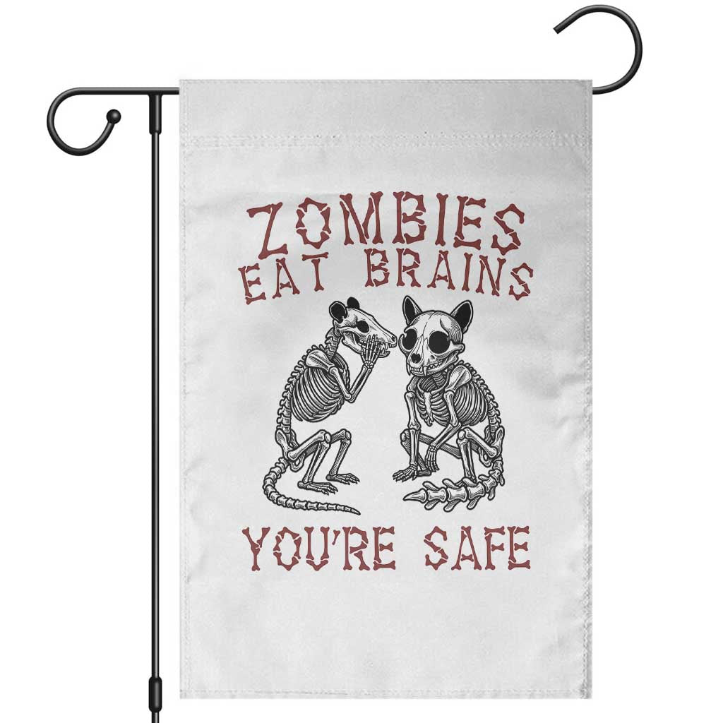 Funny Opossum Raccoon Skeleton Garden Flag Zombies Eat Brains Dont Worry You Are Safe TS12 White Print Your Wear