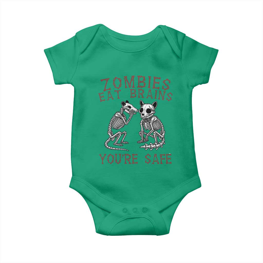Funny Opossum Raccoon Skeleton Baby Onesie Zombies Eat Brains Dont Worry You Are Safe