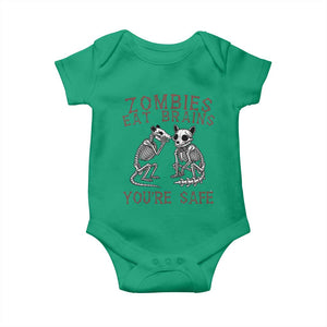 Funny Opossum Raccoon Skeleton Baby Onesie Zombies Eat Brains Dont Worry You Are Safe