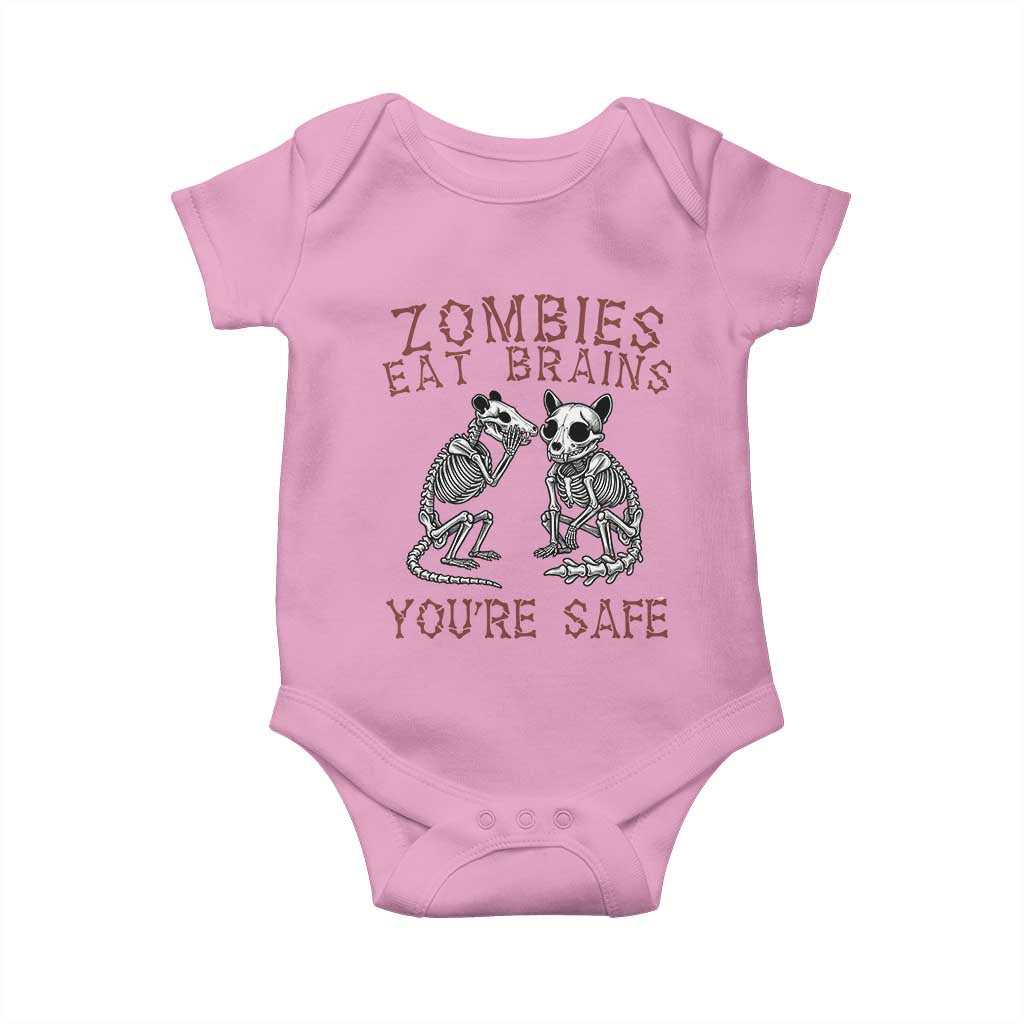 Funny Opossum Raccoon Skeleton Baby Onesie Zombies Eat Brains Dont Worry You Are Safe
