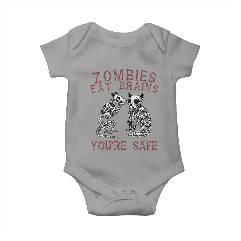 Funny Opossum Raccoon Skeleton Baby Onesie Zombies Eat Brains Dont Worry You Are Safe
