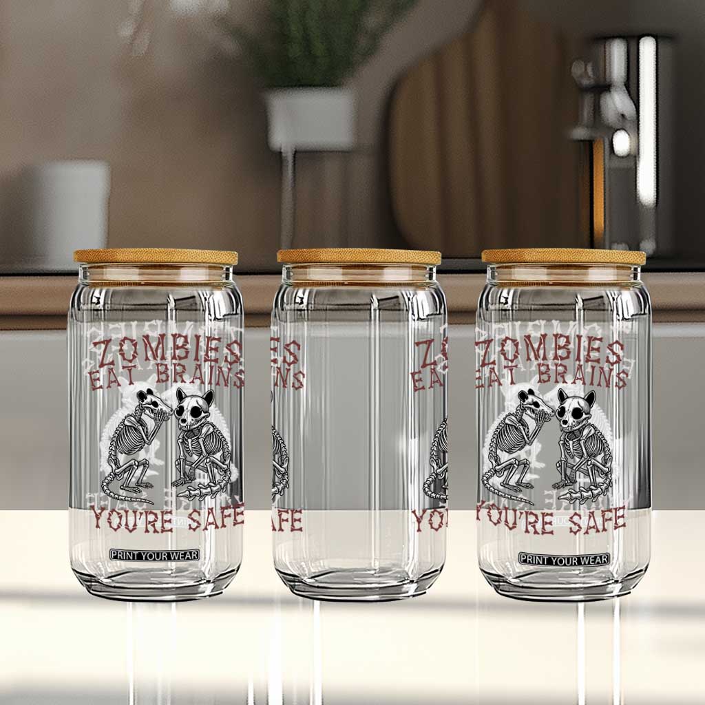 Funny Opossum Raccoon Skeleton Glass Can Zombies Eat Brains Dont Worry You Are Safe TS12 Print Your Wear
