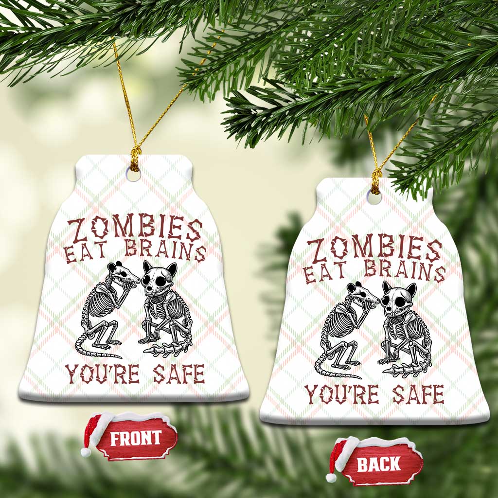 Funny Opossum Raccoon Skeleton Ceramic Ornament Zombies Eat Brains Dont Worry You Are Safe