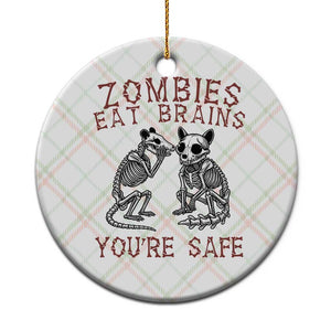 Funny Opossum Raccoon Skeleton Ceramic Ornament Zombies Eat Brains Dont Worry You Are Safe