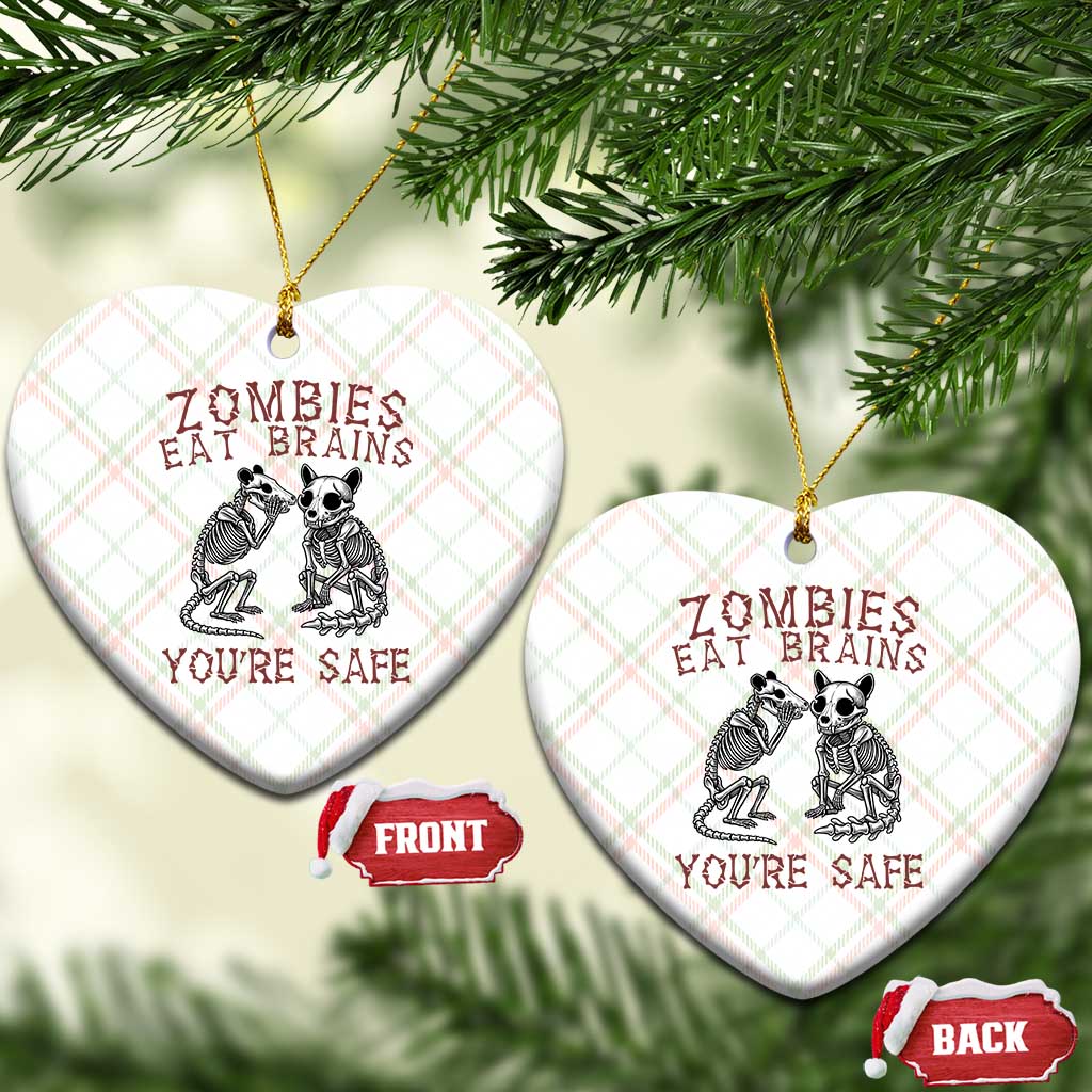 Funny Opossum Raccoon Skeleton Ceramic Ornament Zombies Eat Brains Dont Worry You Are Safe