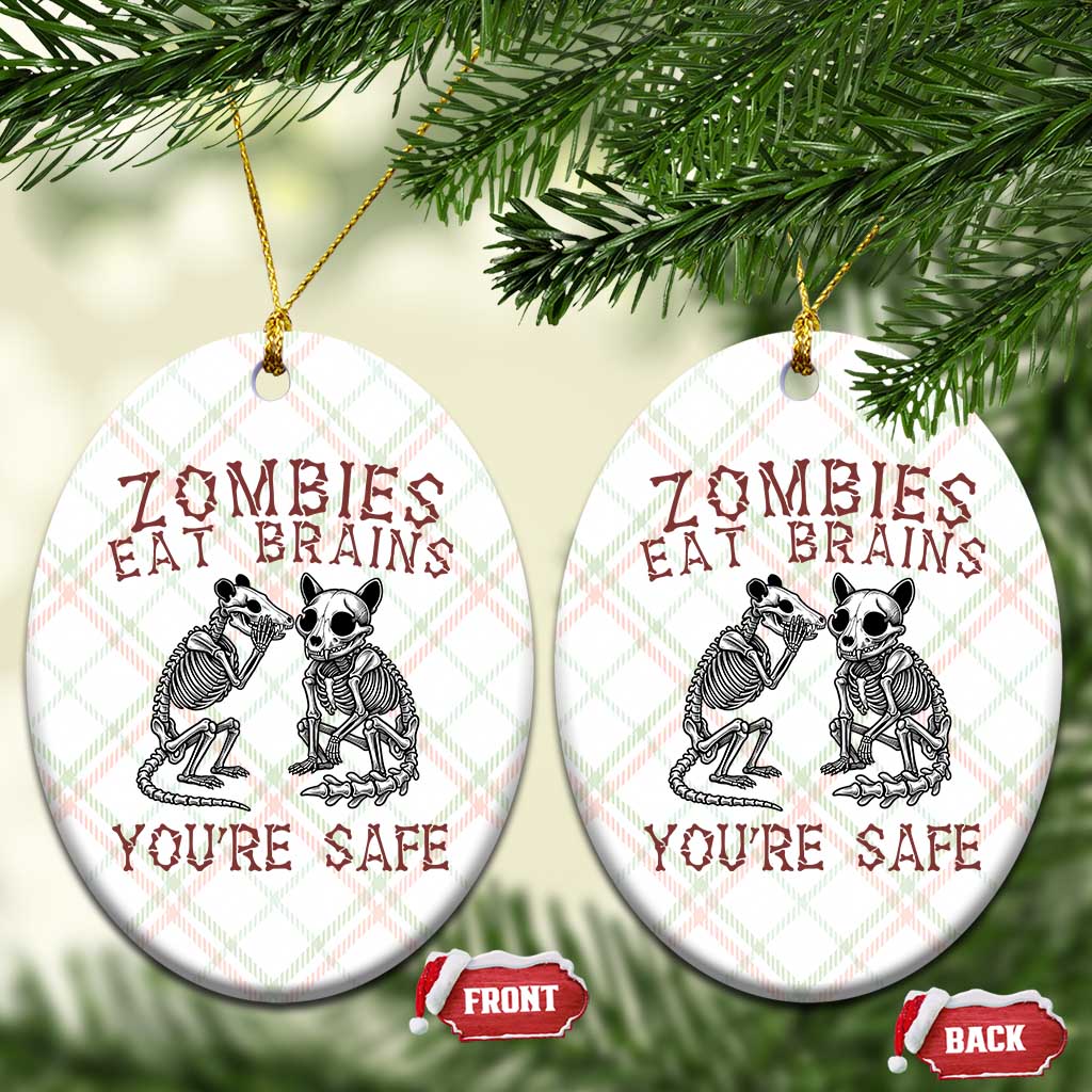 Funny Opossum Raccoon Skeleton Ceramic Ornament Zombies Eat Brains Dont Worry You Are Safe