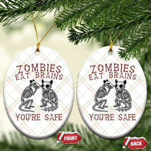 Funny Opossum Raccoon Skeleton Ceramic Ornament Zombies Eat Brains Dont Worry You Are Safe