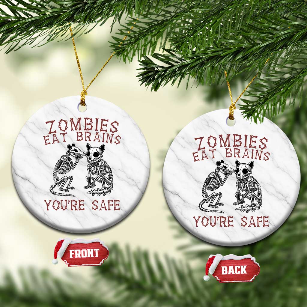 Funny Opossum Raccoon Skeleton Ceramic Ornament Zombies Eat Brains Dont Worry You Are Safe