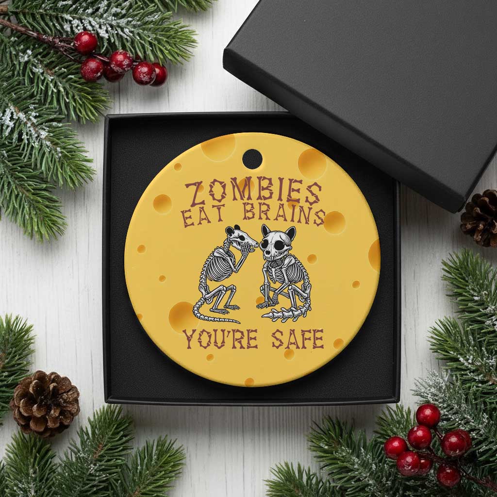 Funny Opossum Raccoon Skeleton Ceramic Ornament Zombies Eat Brains Dont Worry You Are Safe