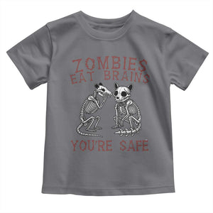 Funny Opossum Raccoon Skeleton Toddler T Shirt Zombies Eat Brains Dont Worry You Are Safe