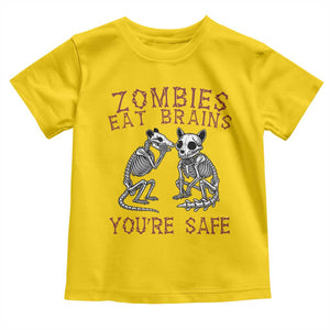 Funny Opossum Raccoon Skeleton Toddler T Shirt Zombies Eat Brains Dont Worry You Are Safe