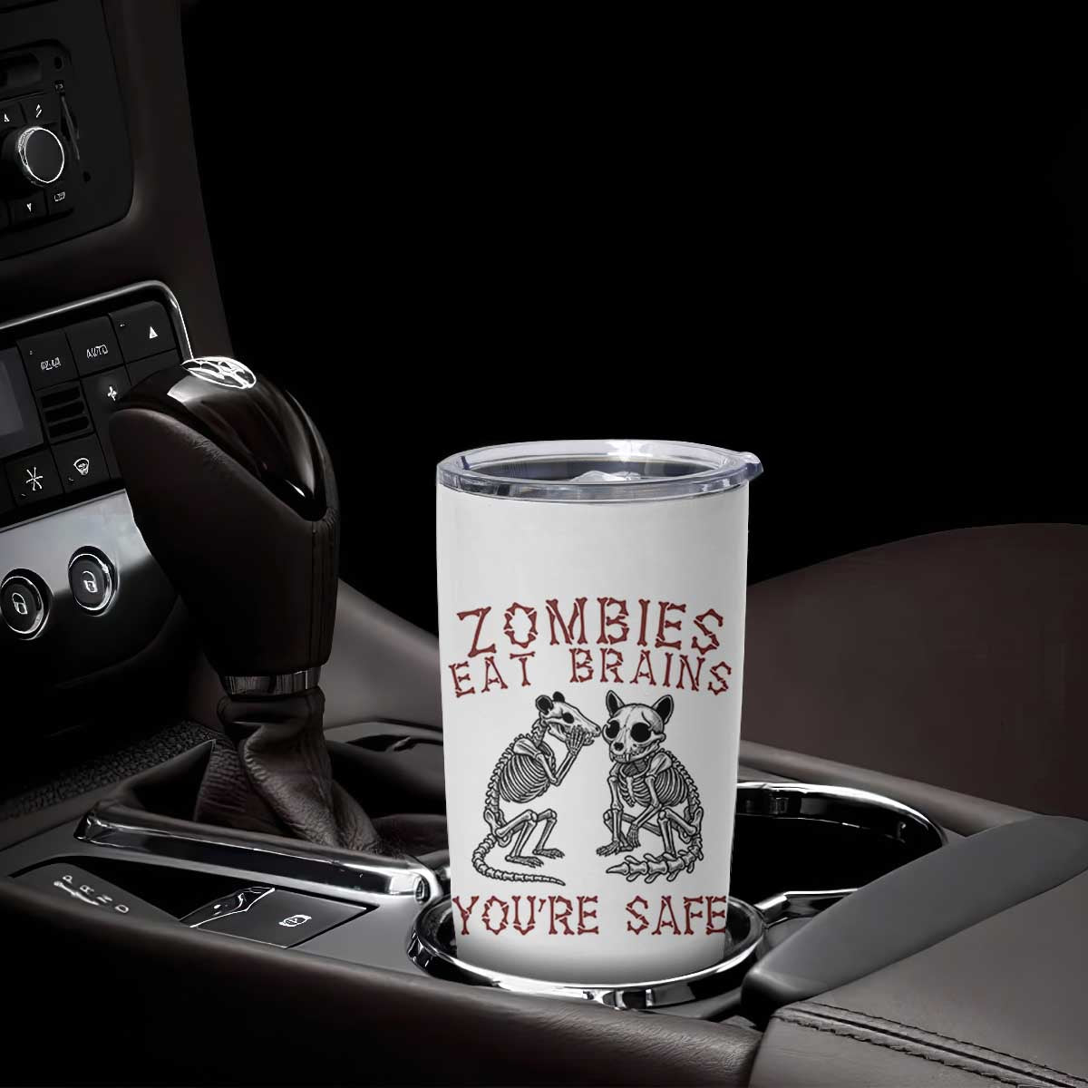 Funny Opossum Raccoon Skeleton Tumbler Cup Zombies Eat Brains Dont Worry You Are Safe TS12 Print Your Wear