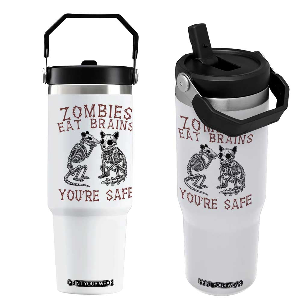 Funny Opossum Raccoon Skeleton Flip Straw Tumbler Zombies Eat Brains Dont Worry You Are Safe TS12 One Size: 30 oz White Print Your Wear