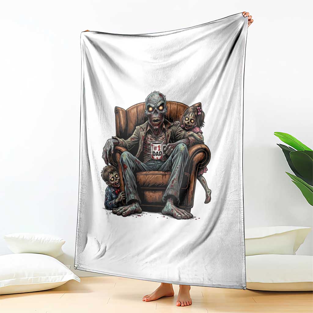 Funny #1 Dad Zombie Horror Throw Blanket Halloween Family Father Gift