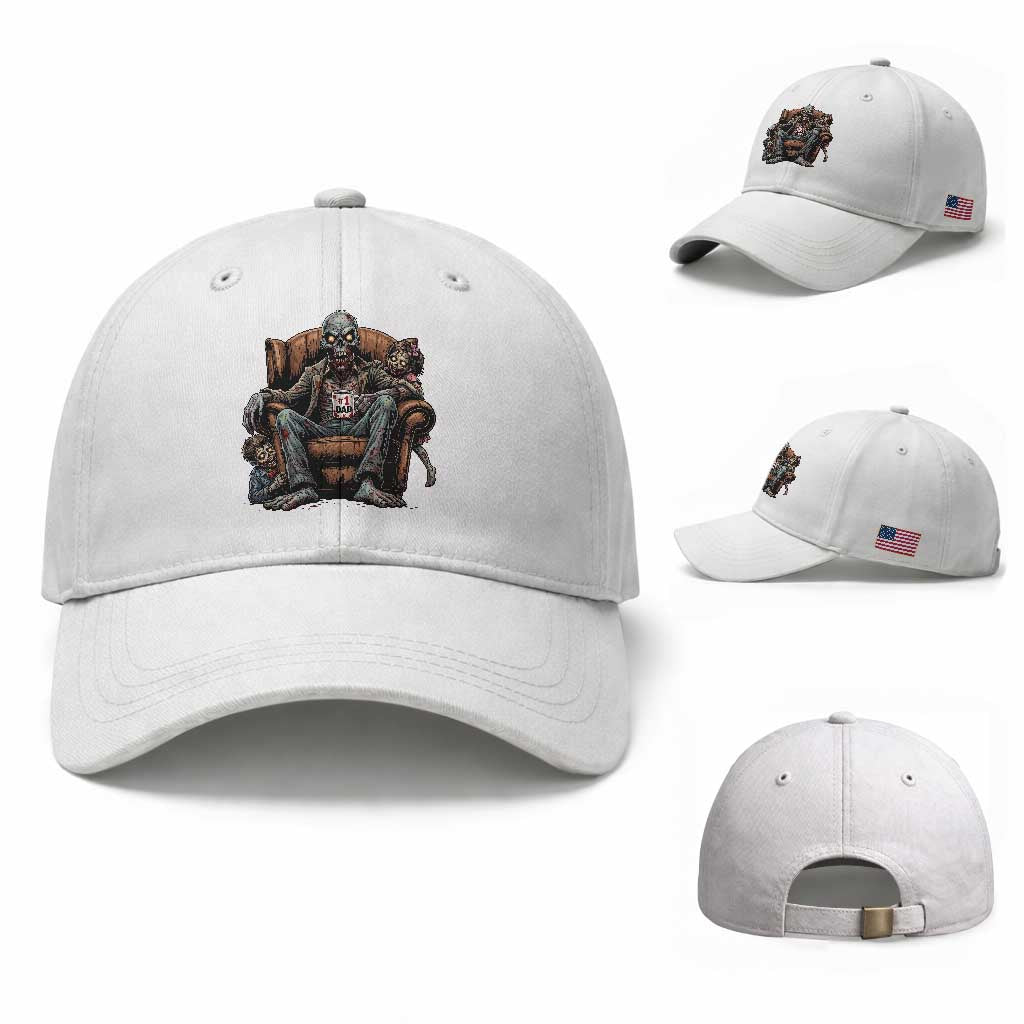 Funny #1 Dad Zombie Horror Baseball Cap Halloween Family Father Gift