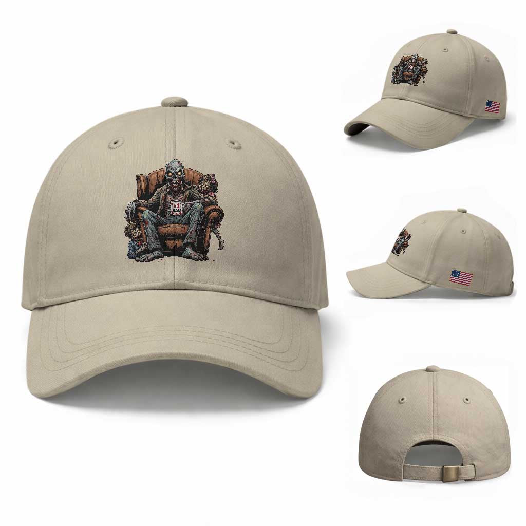 Funny #1 Dad Zombie Horror Baseball Cap Halloween Family Father Gift