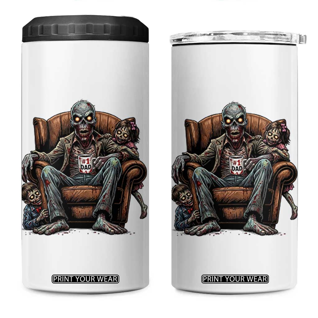 Funny #1 Dad Zombie Horror 4 in 1 Can Cooler Tumbler Halloween Family Father Gift