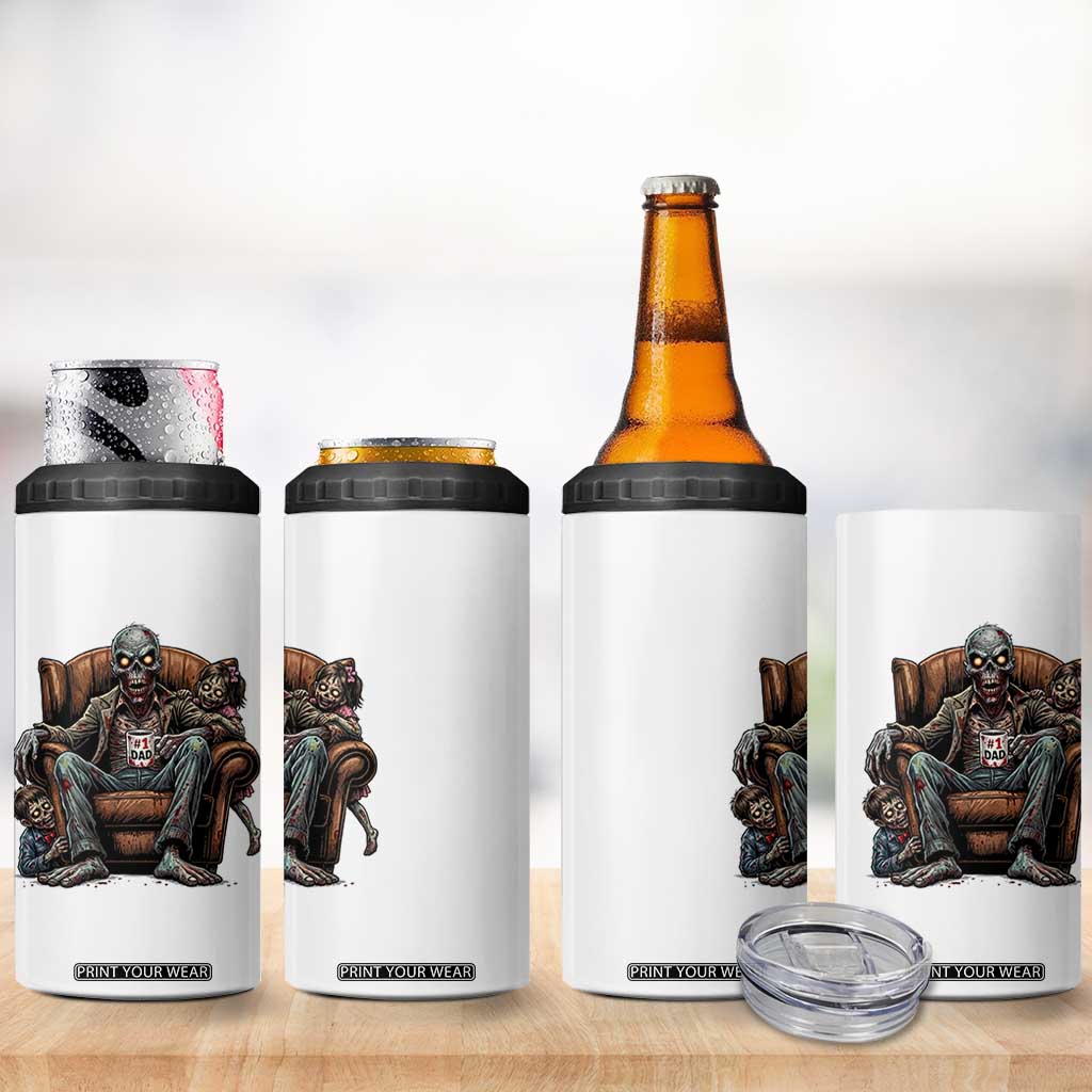 Funny #1 Dad Zombie Horror 4 in 1 Can Cooler Tumbler Halloween Family Father Gift