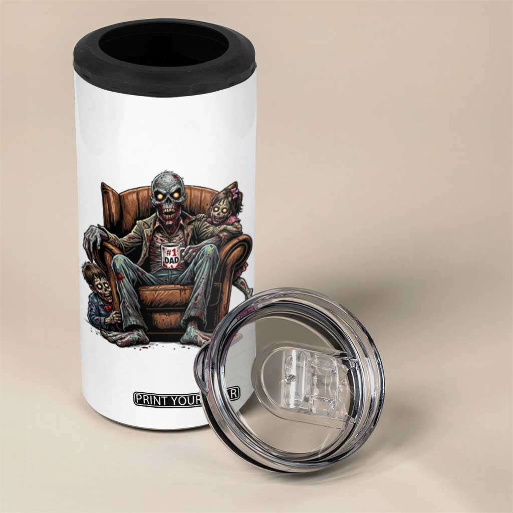 Funny #1 Dad Zombie Horror 4 in 1 Can Cooler Tumbler Halloween Family Father Gift