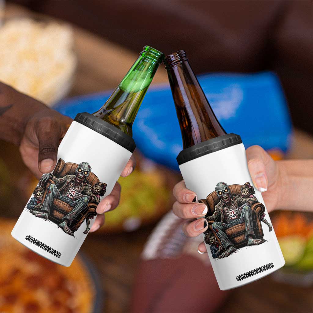 Funny #1 Dad Zombie Horror 4 in 1 Can Cooler Tumbler Halloween Family Father Gift