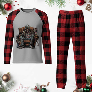 Funny #1 Dad Zombie Horror Plaid Pajama Set Halloween Family Father Gift