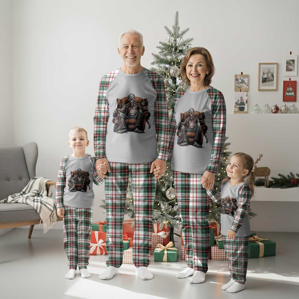 Funny #1 Dad Zombie Horror Plaid Pajama Set Halloween Family Father Gift