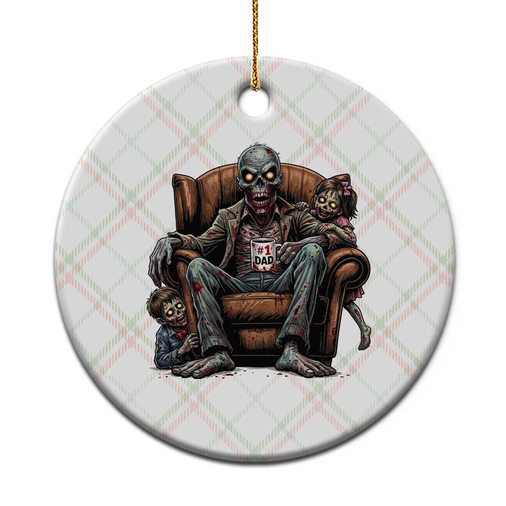 Funny #1 Dad Zombie Horror Ceramic Ornament Halloween Family Father Gift