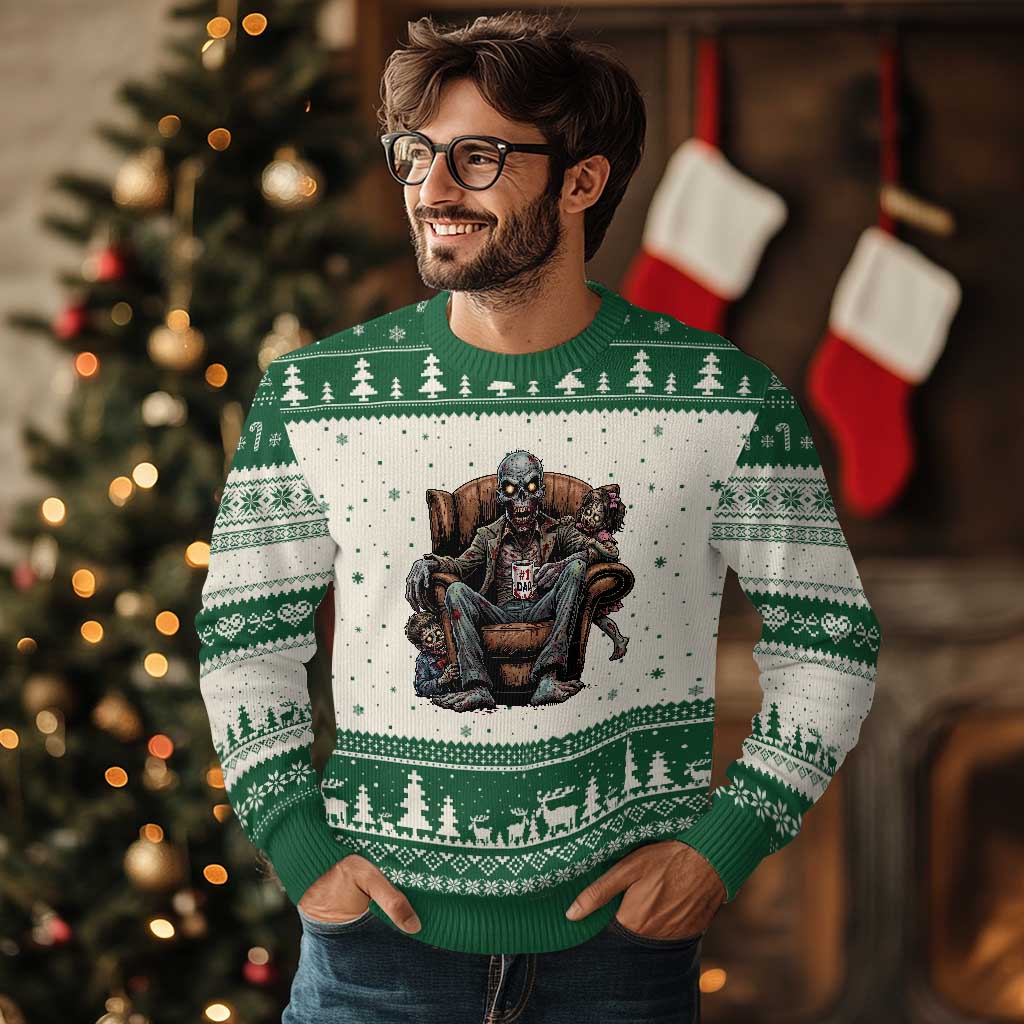 Funny #1 Dad Zombie Horror Ugly Christmas Sweater Halloween Family Father Gift