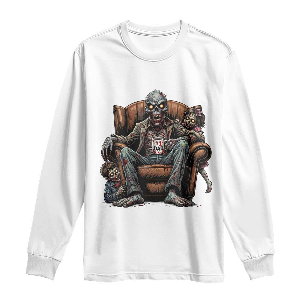 Funny #1 Dad Zombie Horror Long Sleeve Shirt Halloween Family Father Gift