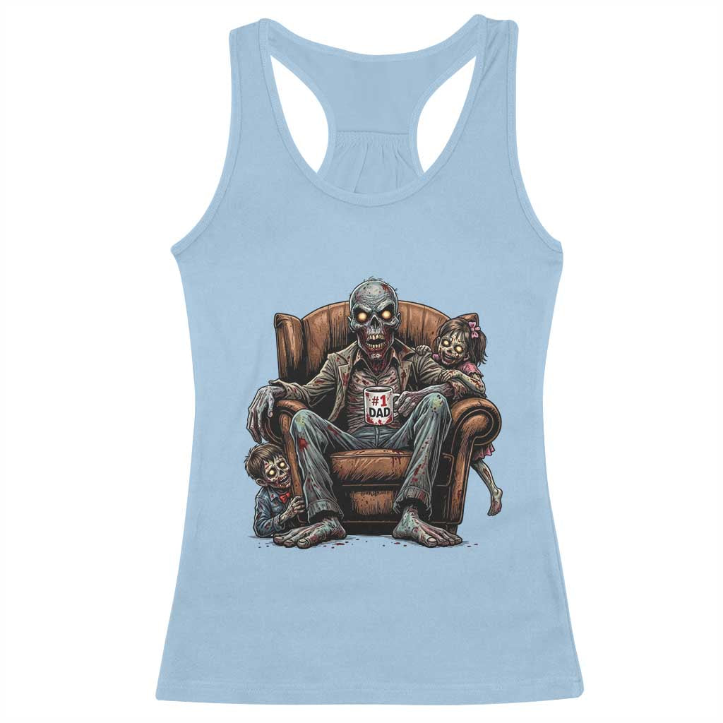 Funny #1 Dad Zombie Horror Racerback Tank Top Halloween Family Father Gift
