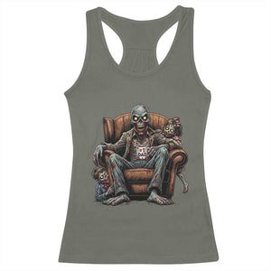 Funny #1 Dad Zombie Horror Racerback Tank Top Halloween Family Father Gift
