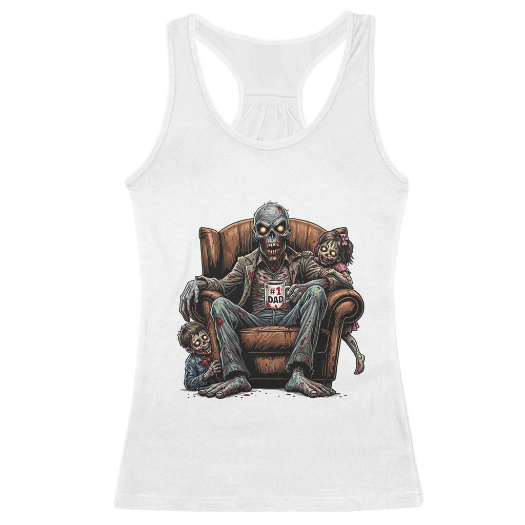 Funny #1 Dad Zombie Horror Racerback Tank Top Halloween Family Father Gift