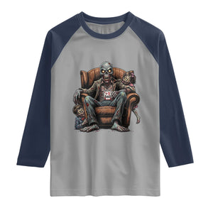 Funny #1 Dad Zombie Horror Raglan Shirt Halloween Family Father Gift