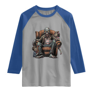 Funny #1 Dad Zombie Horror Raglan Shirt Halloween Family Father Gift