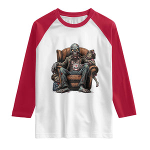 Funny #1 Dad Zombie Horror Raglan Shirt Halloween Family Father Gift