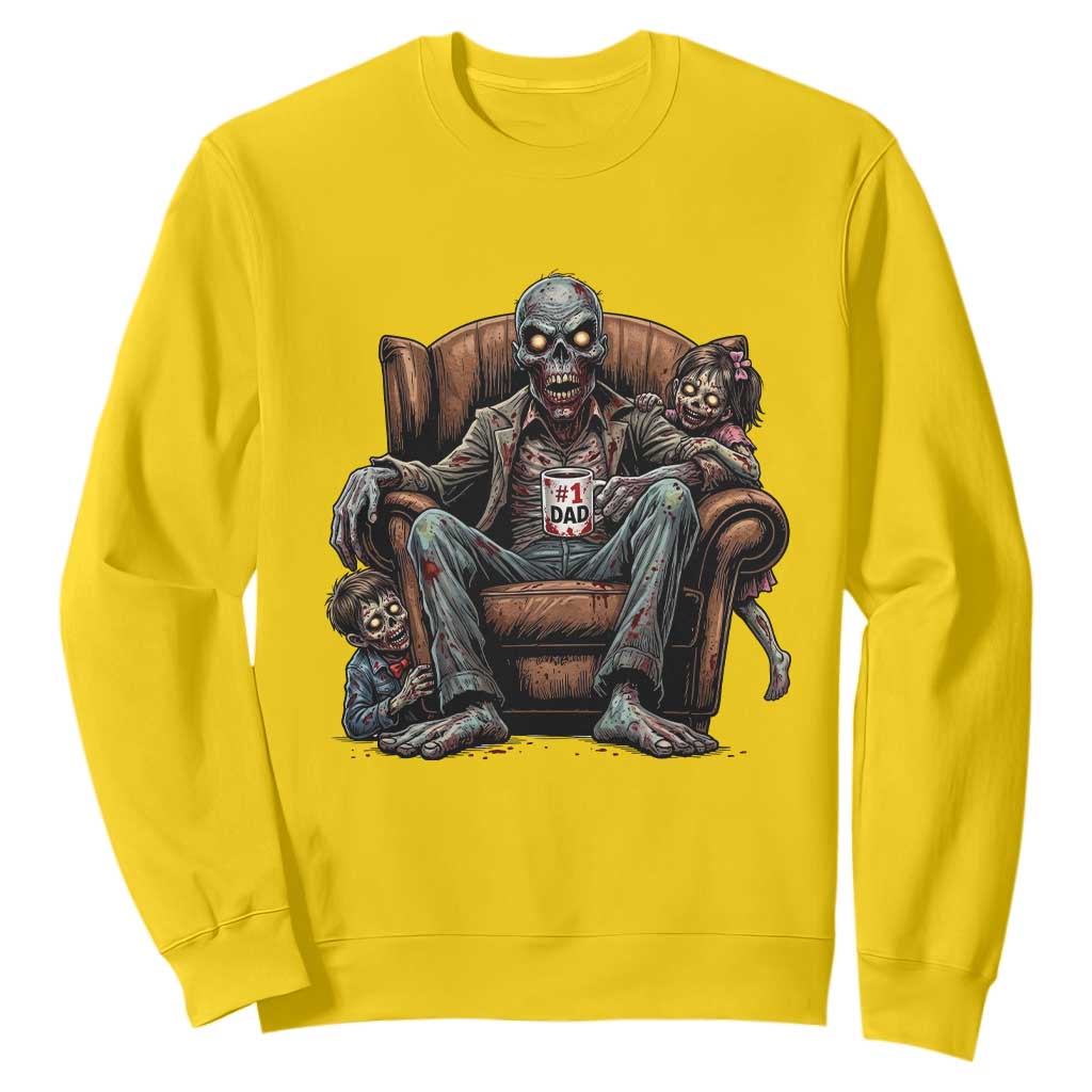 Funny #1 Dad Zombie Horror Sweatshirt Halloween Family Father Gift