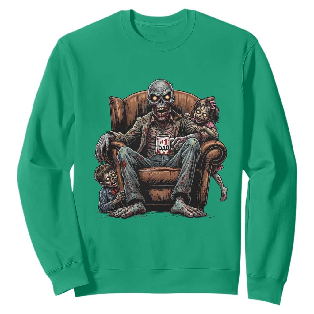Funny #1 Dad Zombie Horror Sweatshirt Halloween Family Father Gift
