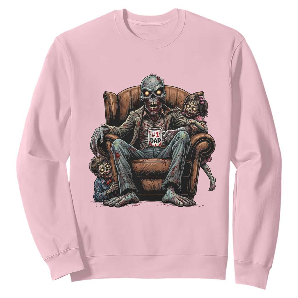 Funny #1 Dad Zombie Horror Sweatshirt Halloween Family Father Gift