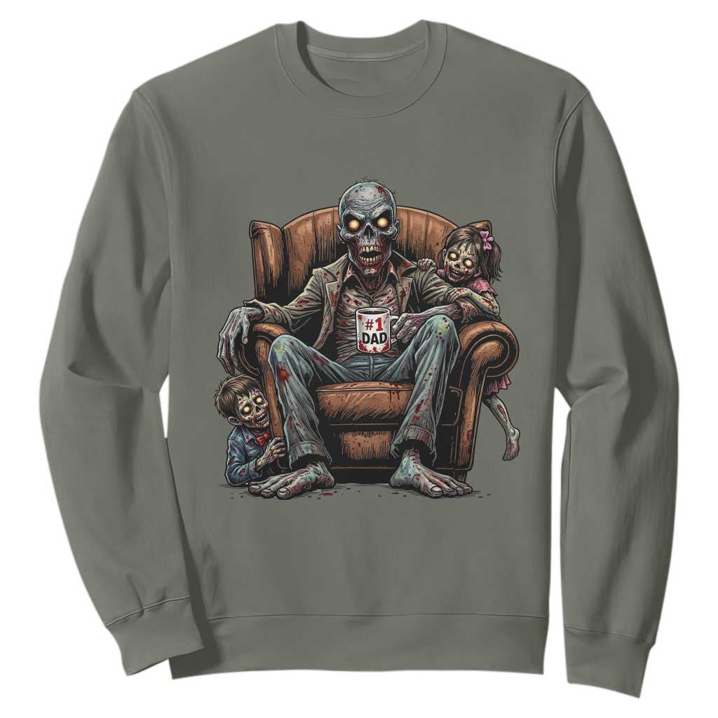 Funny #1 Dad Zombie Horror Sweatshirt Halloween Family Father Gift