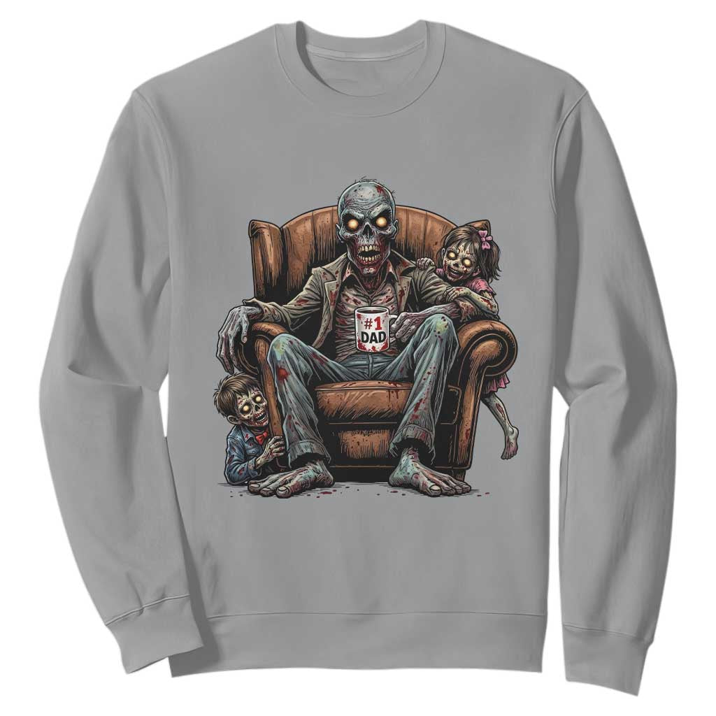 Funny #1 Dad Zombie Horror Sweatshirt Halloween Family Father Gift