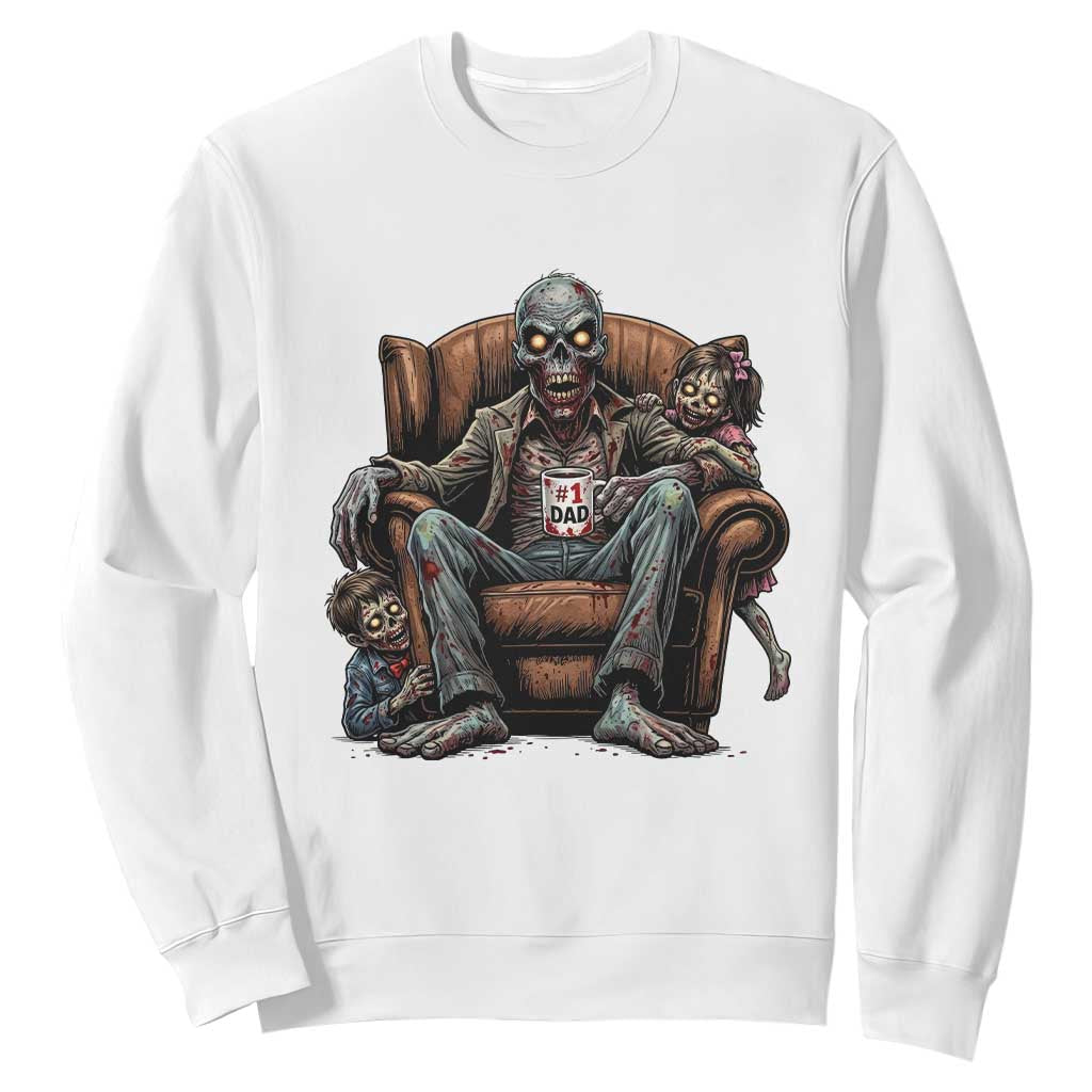 Funny #1 Dad Zombie Horror Sweatshirt Halloween Family Father Gift