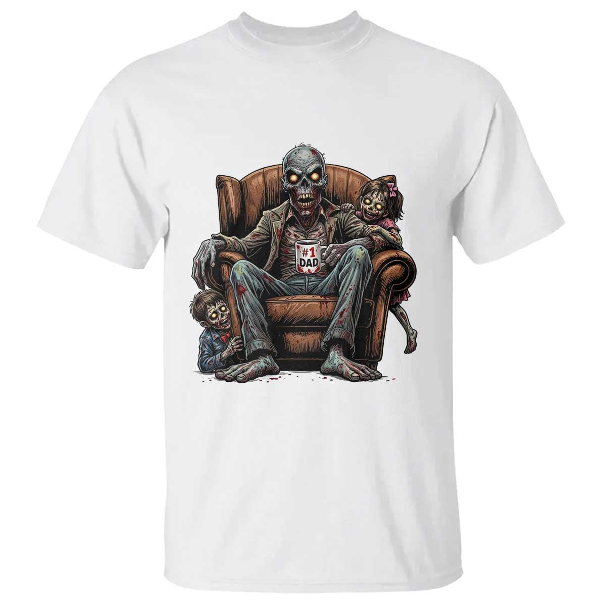Funny #1 Dad Zombie Horror T Shirt Halloween Family Father Gift