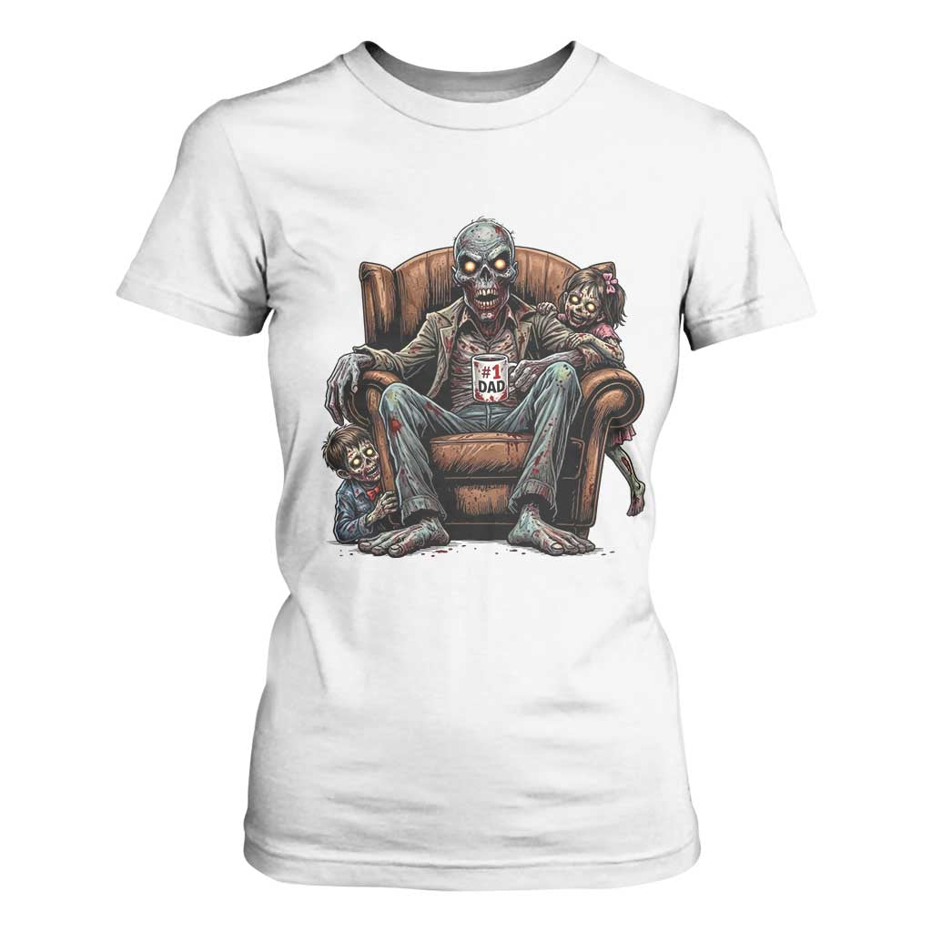 Funny #1 Dad Zombie Horror T Shirt For Women Halloween Family Father Gift