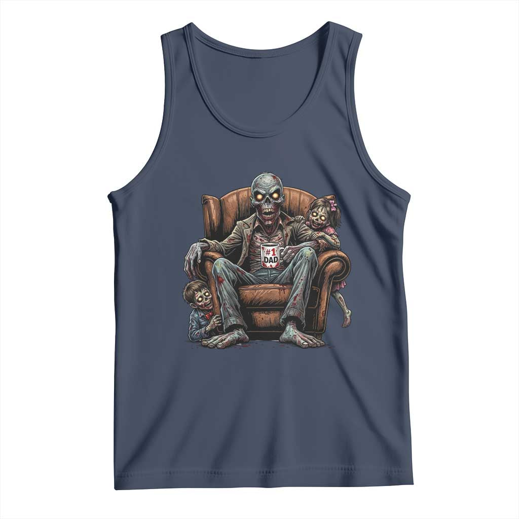 Funny #1 Dad Zombie Horror Tank Top Halloween Family Father Gift