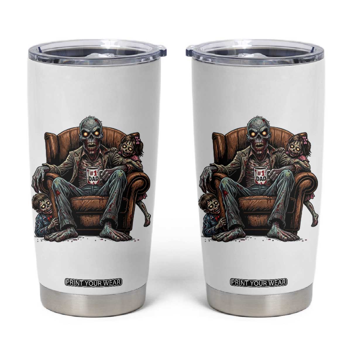 Funny #1 Dad Zombie Horror Tumbler Cup Halloween Family Father Gift