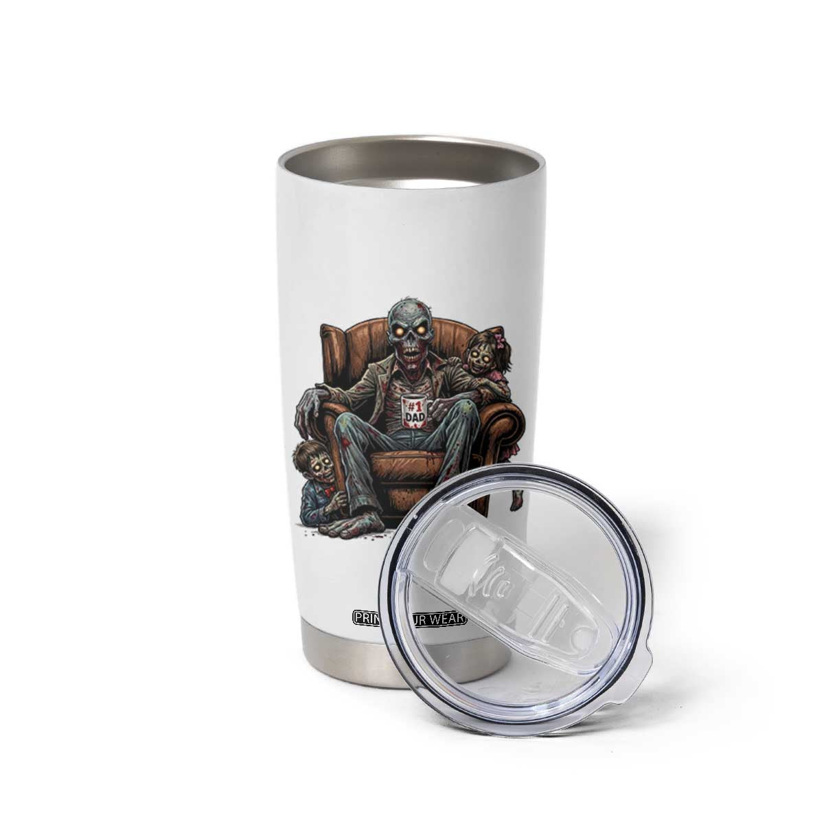 Funny #1 Dad Zombie Horror Tumbler Cup Halloween Family Father Gift