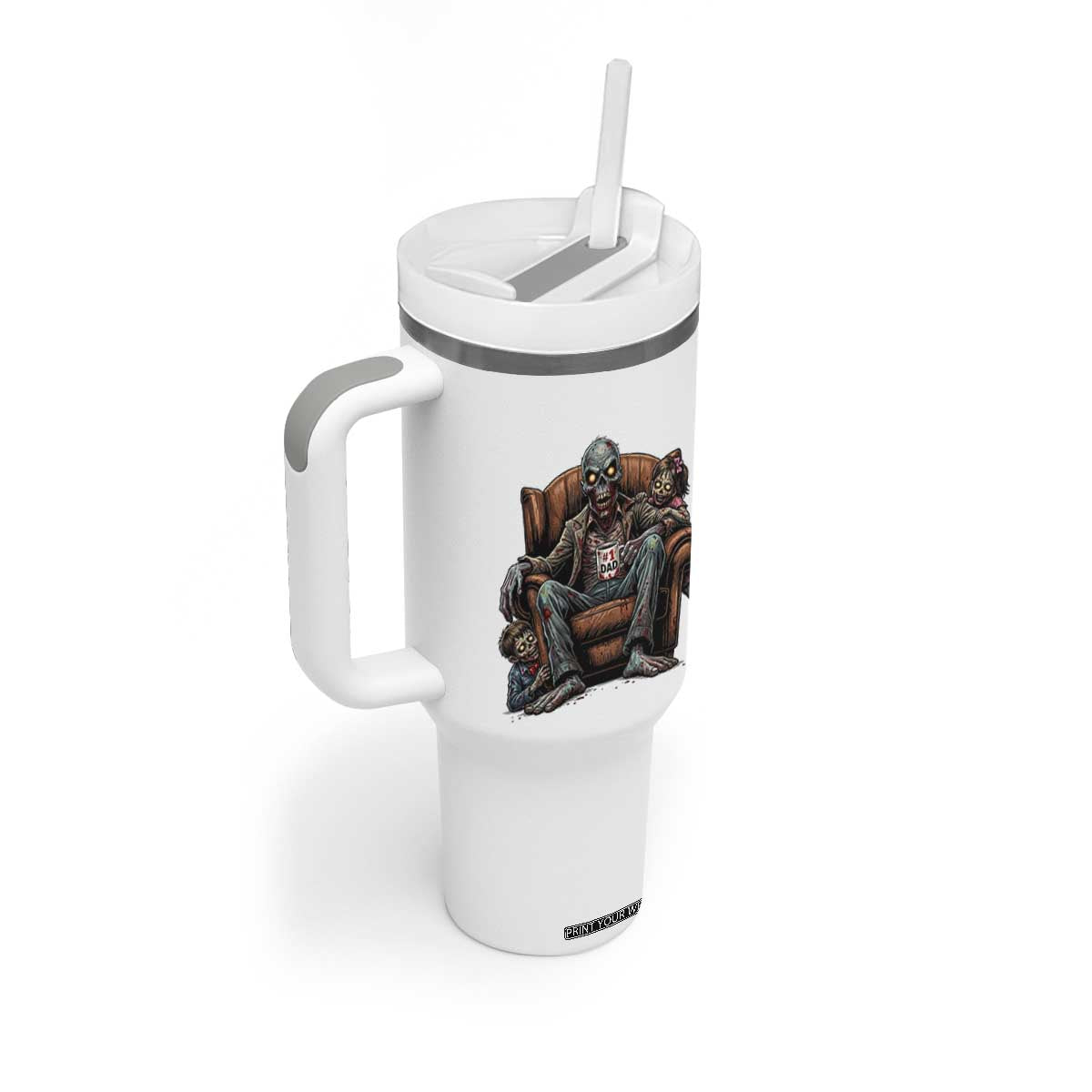 Funny #1 Dad Zombie Horror Tumbler With Handle Halloween Family Father Gift